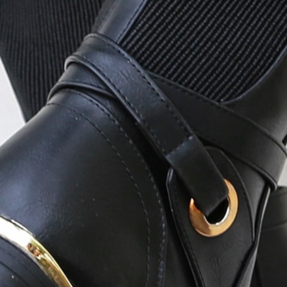 New Black Elastic Panel Knee High Riding Boots - Picture 4 of 4